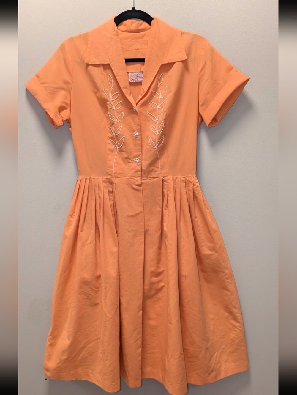 Vintage R. Waterman Mustard Embroidered Western Dress Costume Wardrobe